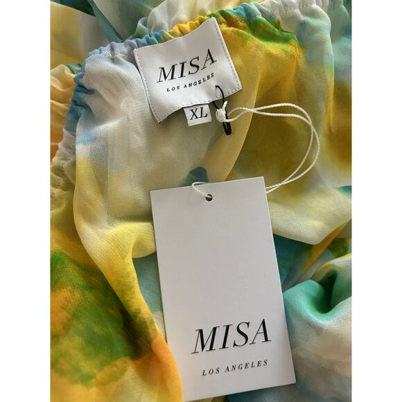 NWT Misa Los Angeles Luna Dress in Citron Water Color, XL - Picture 5 of 5